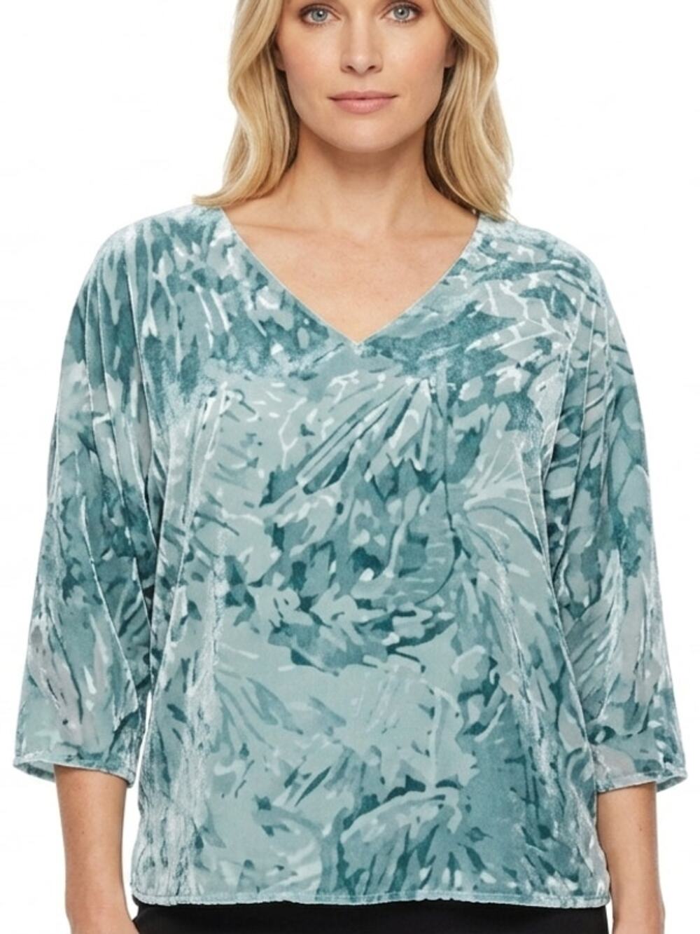 White House Black Market Floral V-Neck Lightweight Blouse Women Size MP
